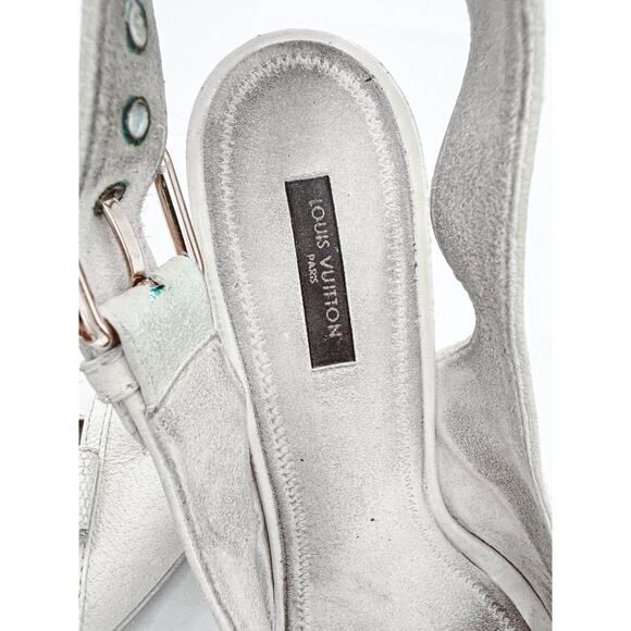 Louis Vuitton White Peep Toe Heels size 41 - Picture 7 of 8